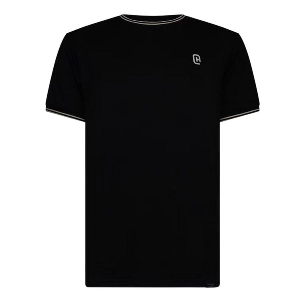 Crosshatch Mens Preece Contrast Striped T-Shirt / Black